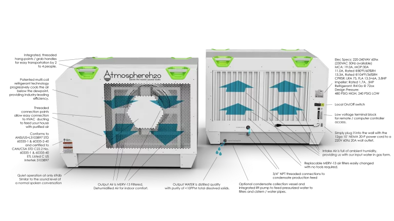 AtmosphereH2O 506R Residential Atmospheric Water Generators for whole house pure water